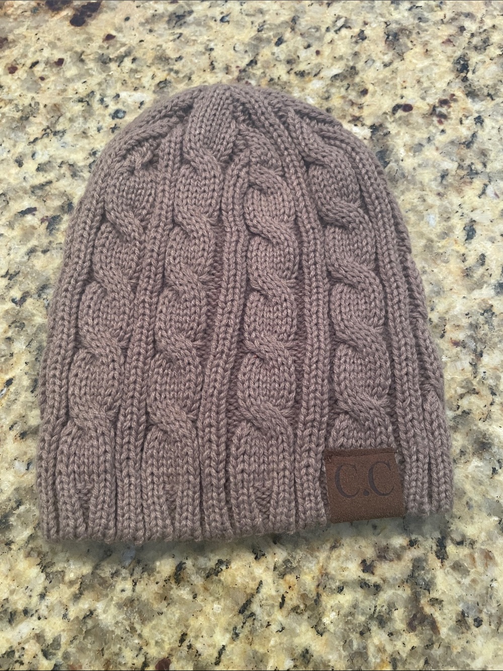 C.C Taupe Cable Knit Beanie for Kids